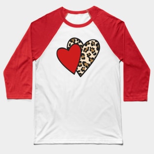 Leopard Heart Cute Valentine Heart Baseball T-Shirt